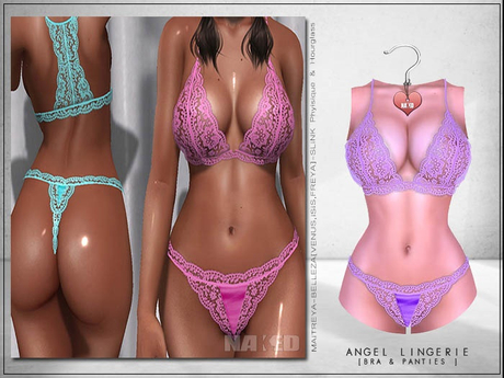 Second Life Marketplace - NAKED / Angel Lingerie [Ba & Panties] - Purple